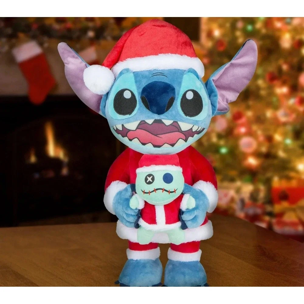 Disney Christmas Holiday 16 in Tall Stitch Santa w/Scrump Plush Greeter‎ NEW